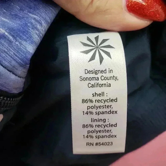 Athleta Blue Abstract Lined Bomber Jacket Size XS - Picture 3 of 5